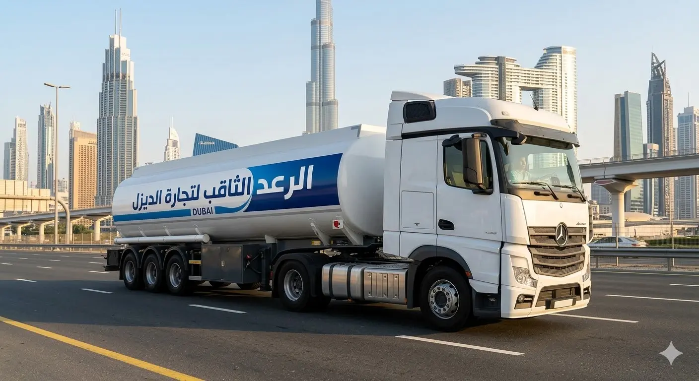 Diesel tanker delivering fuel to a construction site in Dubai 24/7